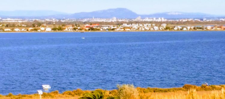Vue sur Montpellier et l'arrière pays des Terrasses du Front de Mer location de vacances à la semaine ou au mois sur la plage de Palavas
