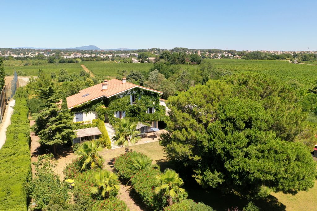 Vue aérienne des gîtes les Coquilloux à Montpellier